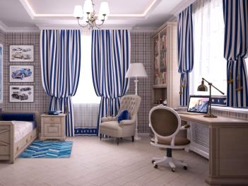 curtains in a marine style for the nursery-min Шторы в детскую комнату в морском стиле для мальчика